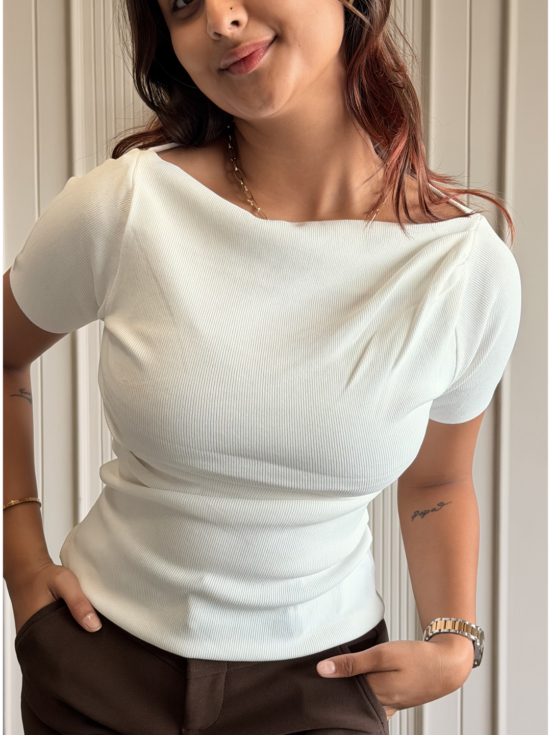 Boat Neck Body Hugging Top