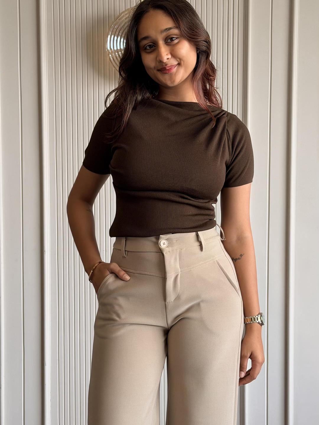 Boat Neck Body Hugging Top