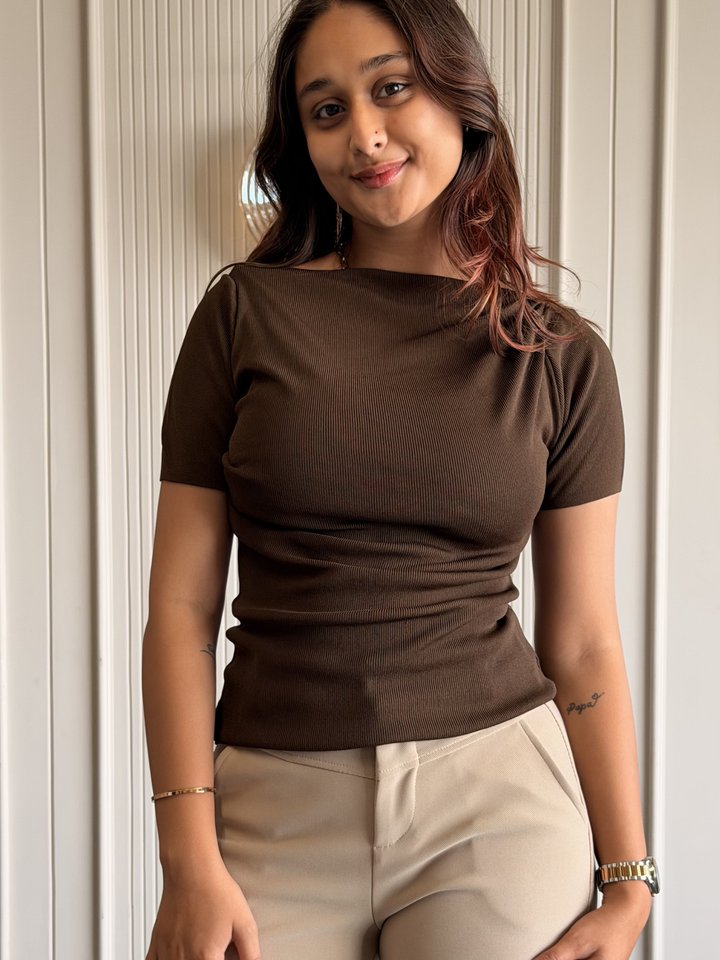Boat Neck Body Hugging Top