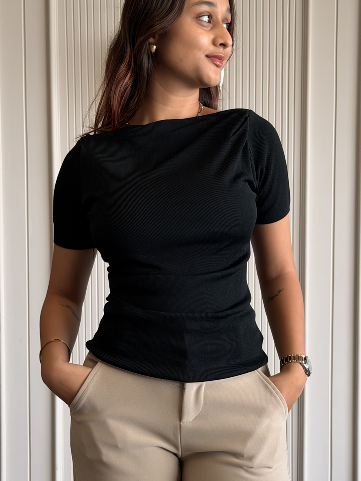 Boat Neck Body Hugging Top