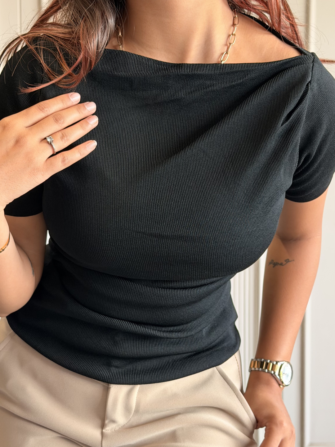 Boat Neck Body Hugging Top