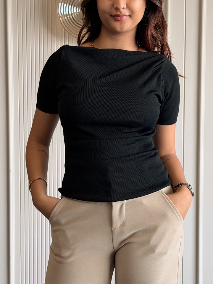 Boat Neck Body Hugging Top