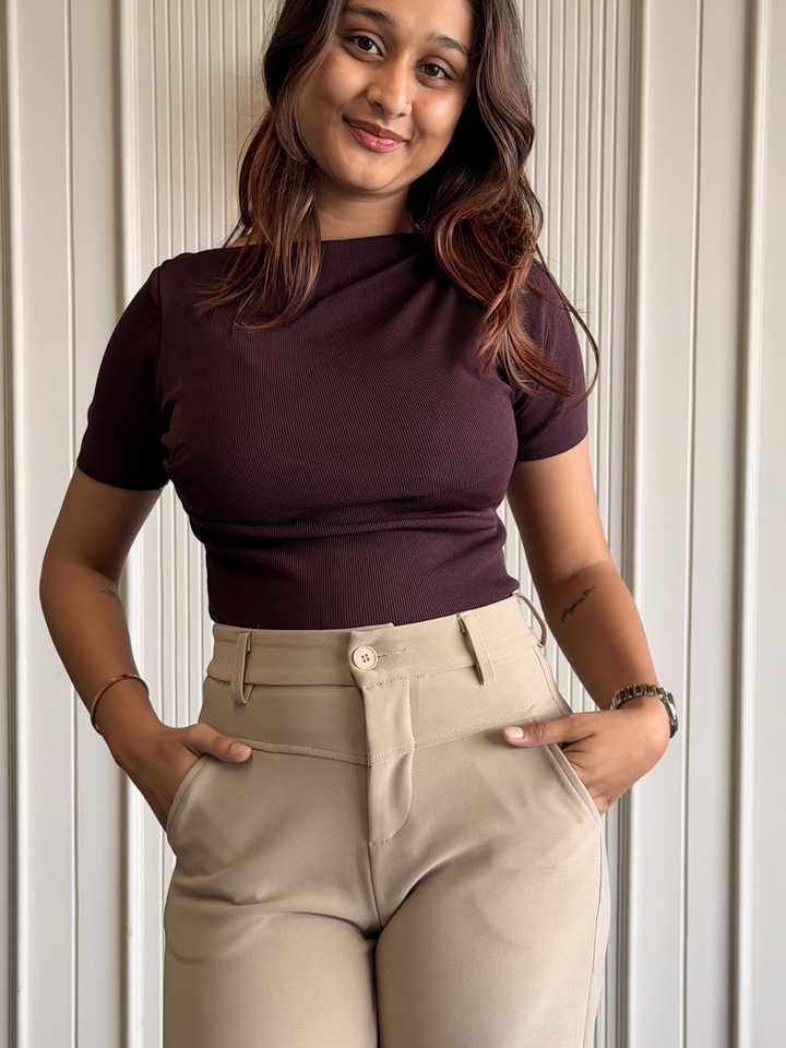Boat Neck Body Hugging Top