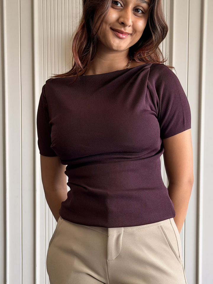 Boat Neck Body Hugging Top