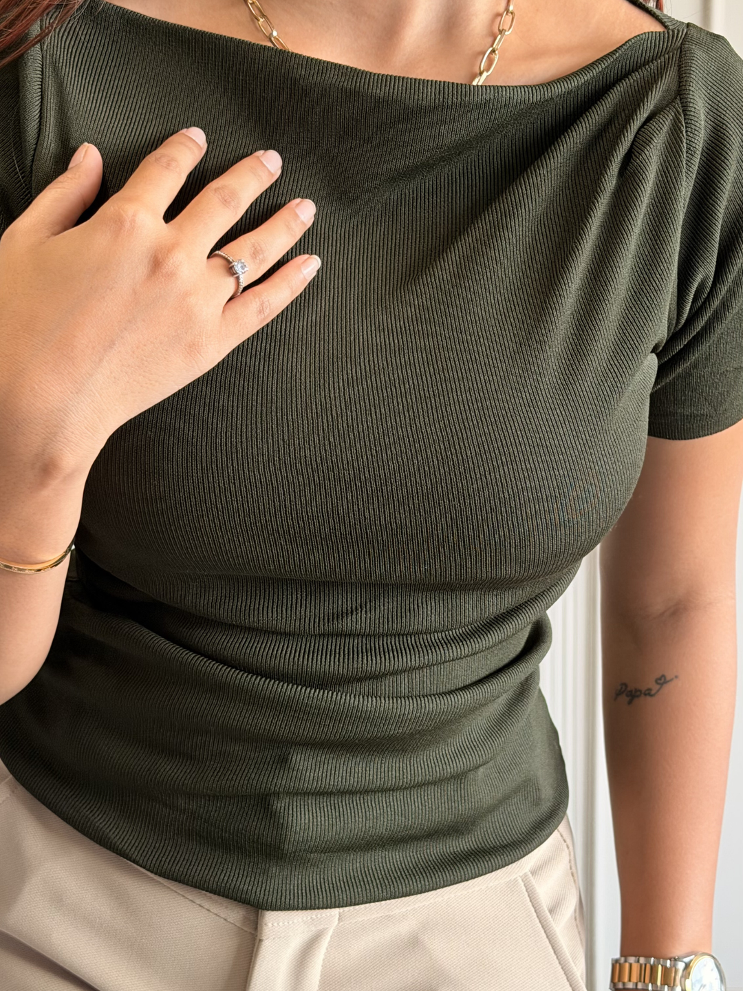 Boat Neck Body Hugging Top