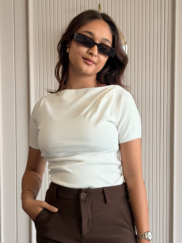 Boat Neck Body Hugging Top