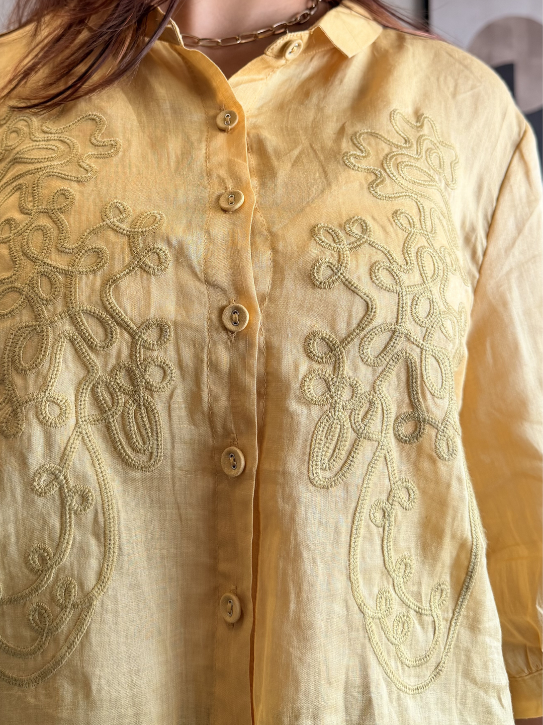 100% Linen Embroidered Shirt