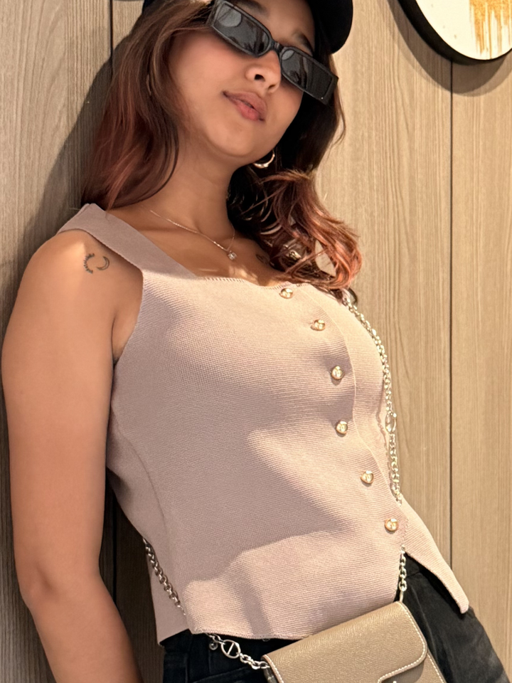 Women Tan Waistcoat