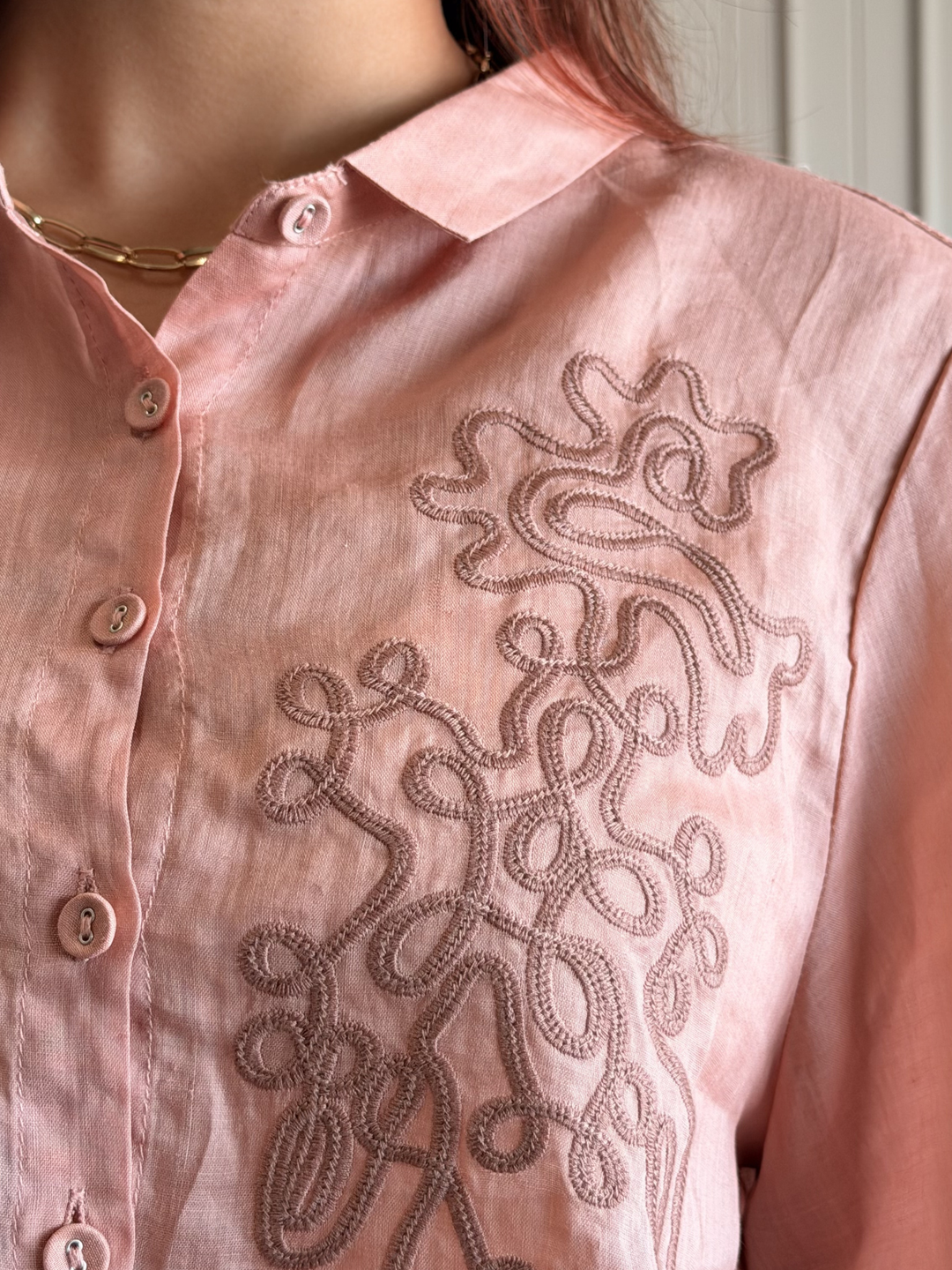 100% Linen Embroidered Shirt