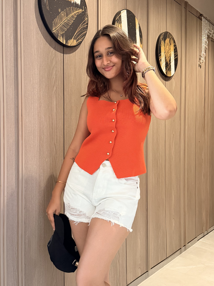 Women Dark Orange Waistcoat