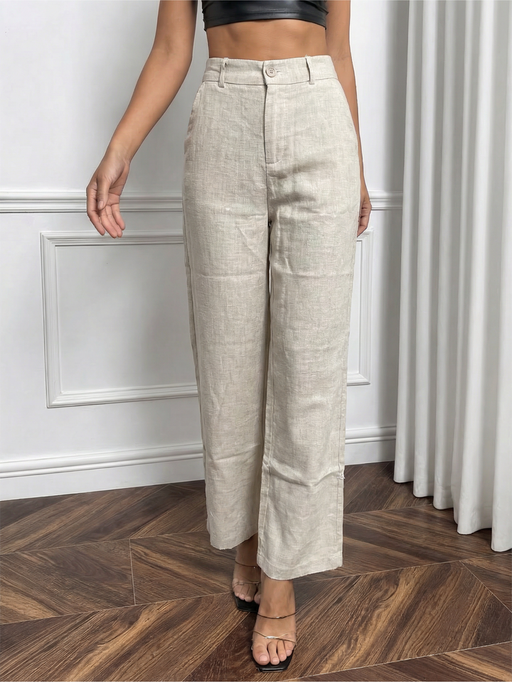 Women’s Light Beige Linen Pant