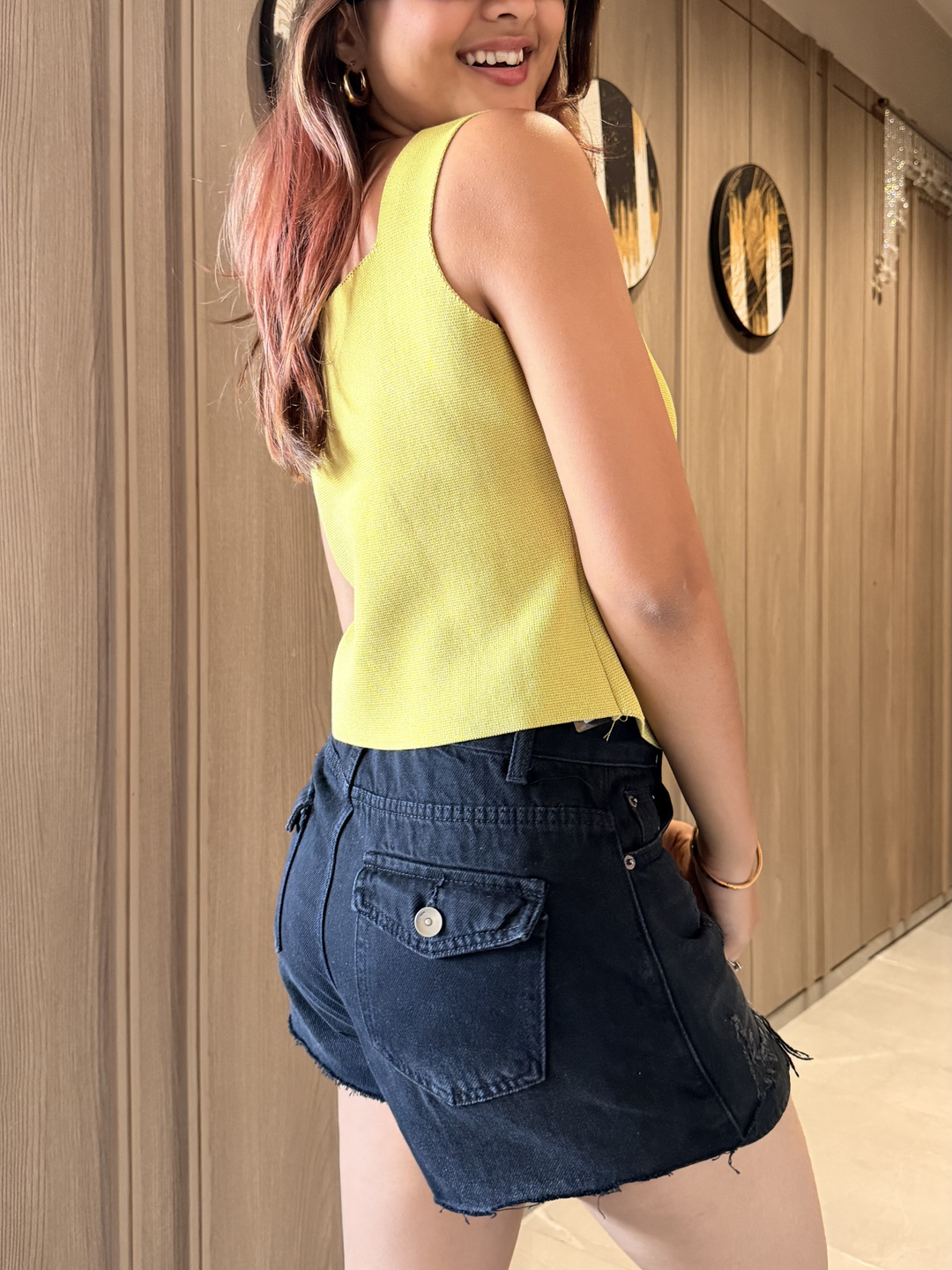 Women Yellow Green Waistcoat