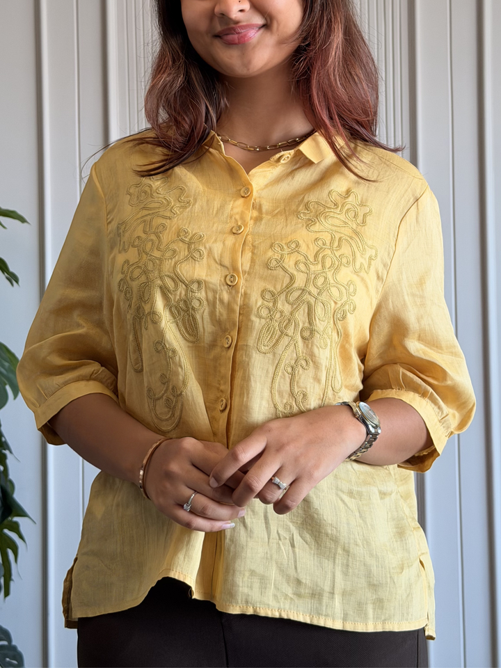 100% Linen Embroidered Shirt