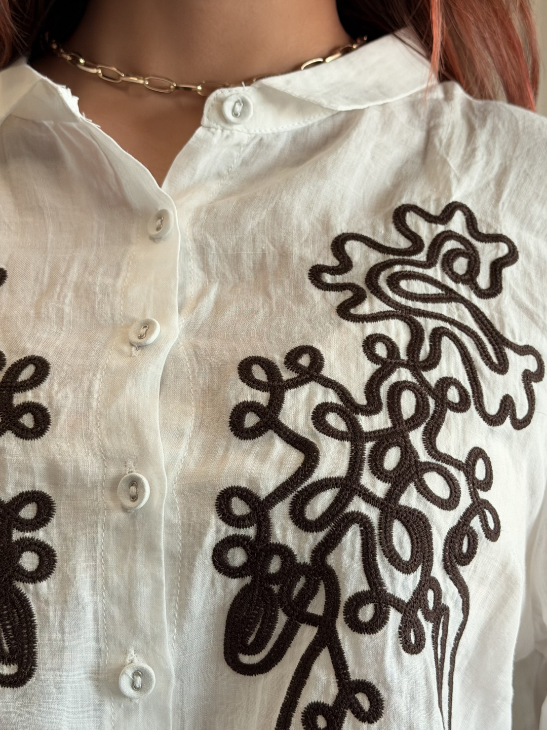 100% Linen Embroidered Shirt