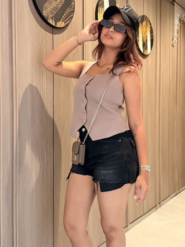 Women Tan Waistcoat