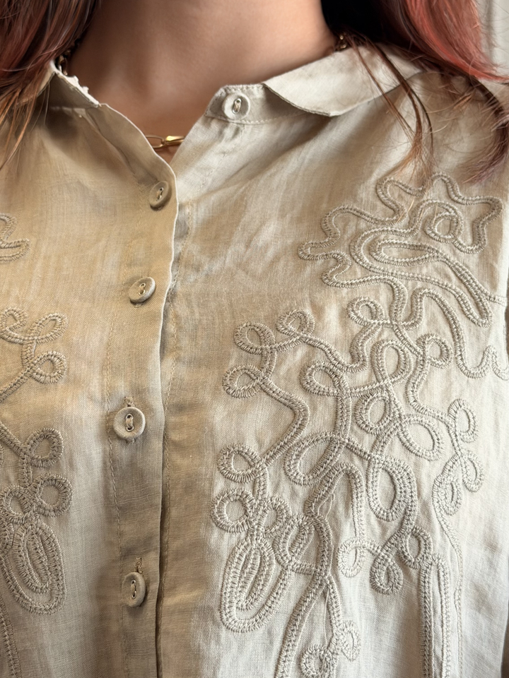100% Linen Embroidered Shirt