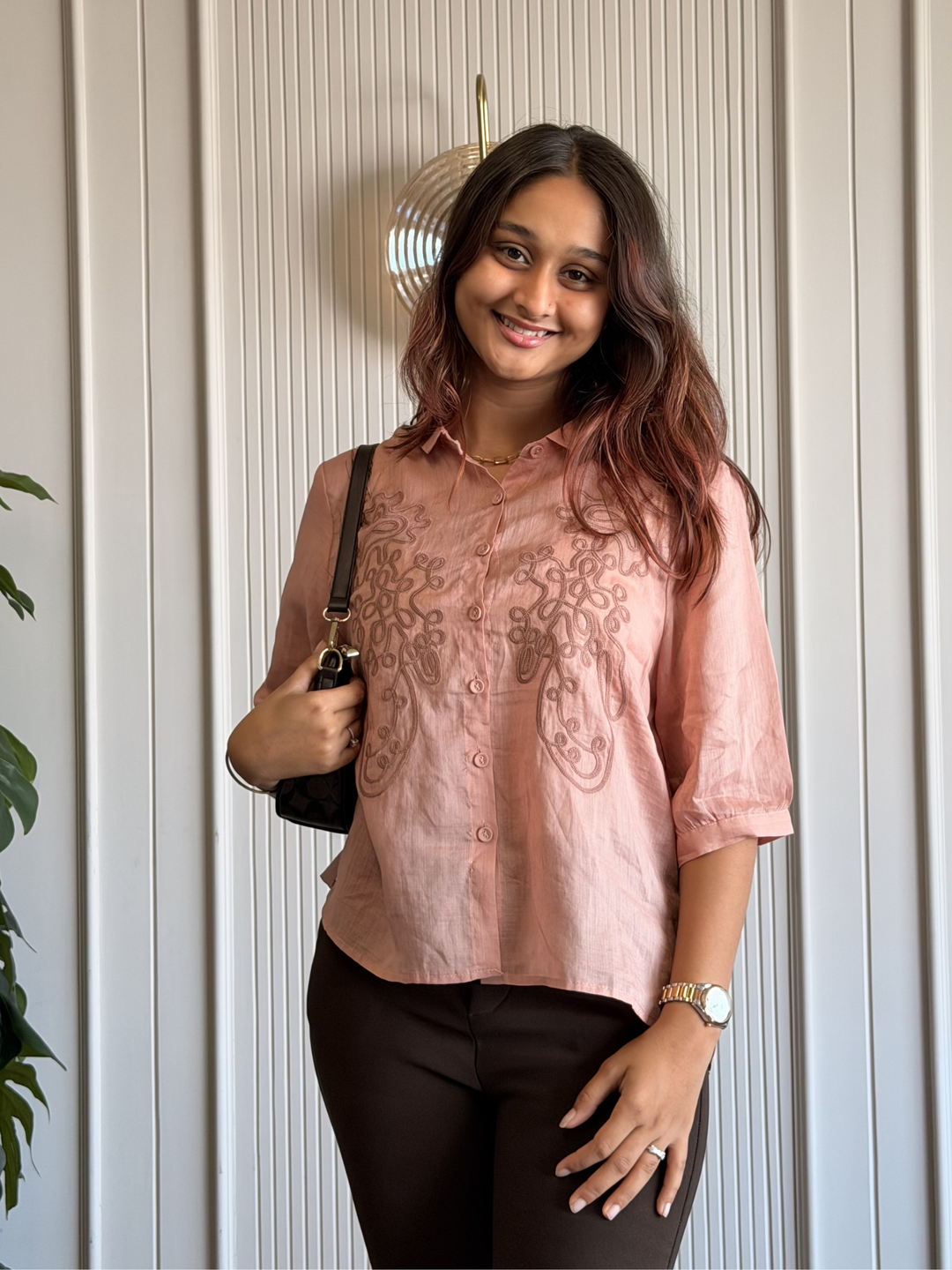 100% Linen Embroidered Shirt