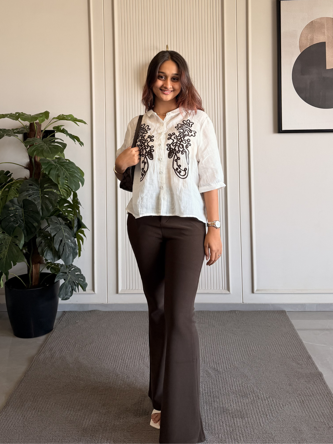 100% Linen Embroidered Shirt