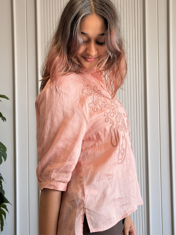 100% Linen Embroidered Shirt