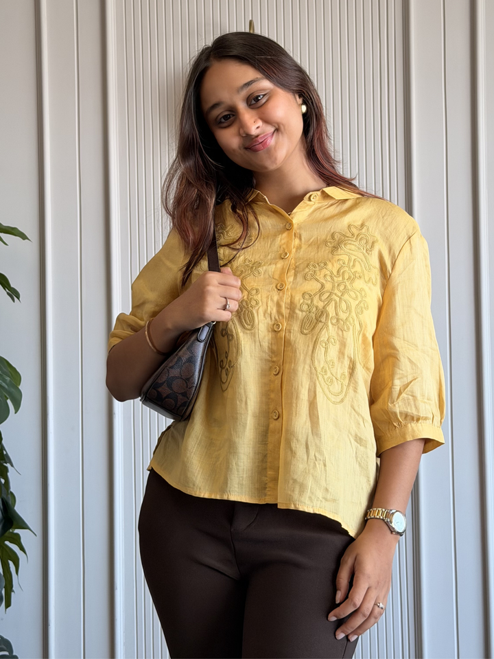 100% Linen Embroidered Shirt