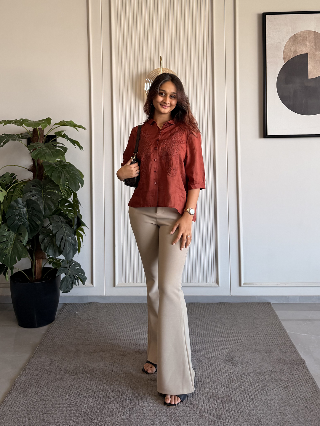 100% Linen Embroidered Shirt