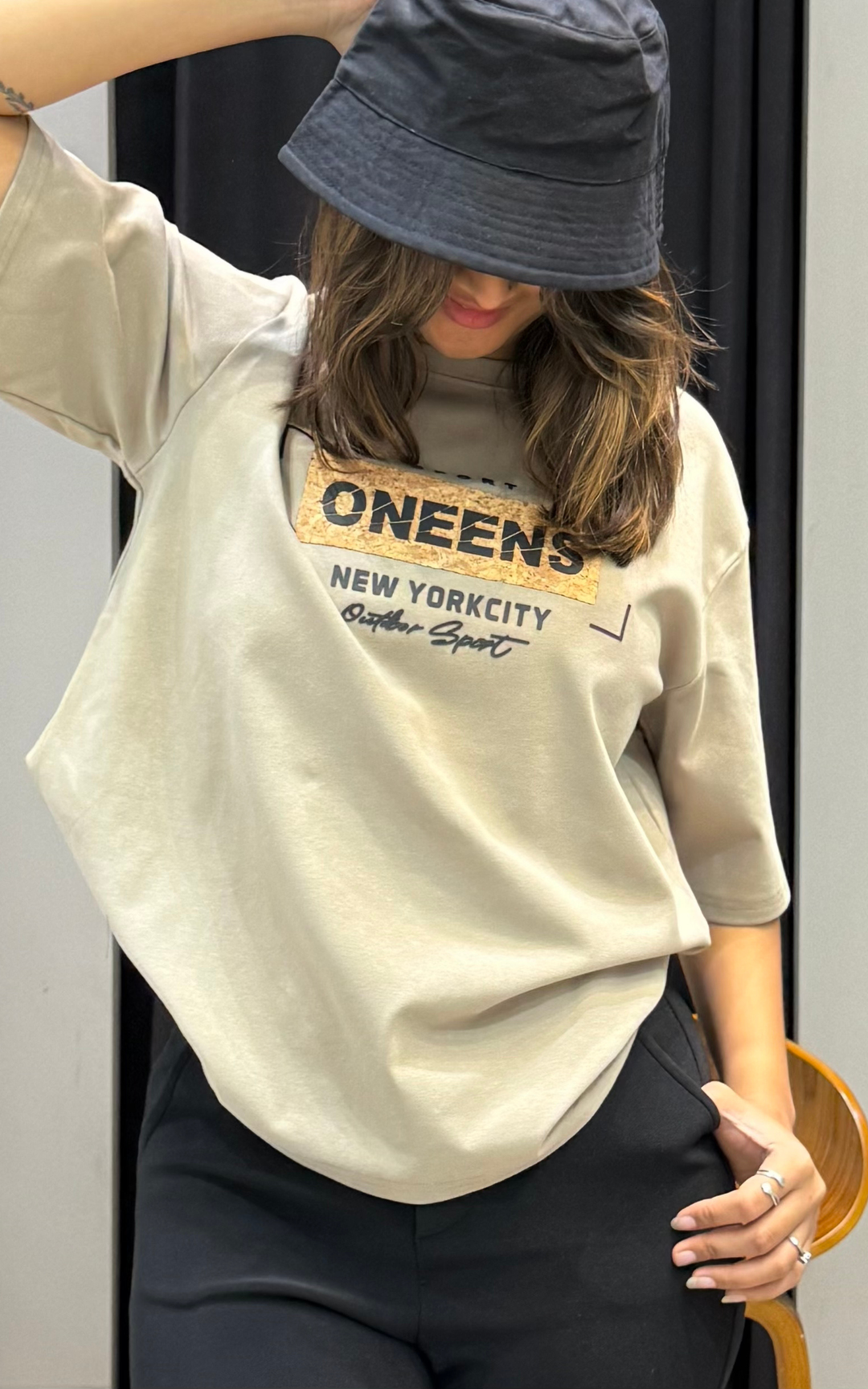 Women’s Typographic Print T-Shirt (ONEENS)