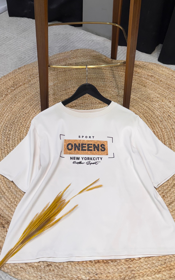 Women’s Typographic Print T-Shirt (ONEENS)