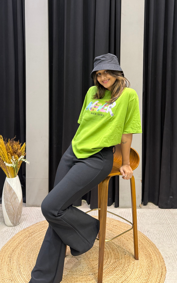 Women’s Typographic Print T-Shirt (NEVER)