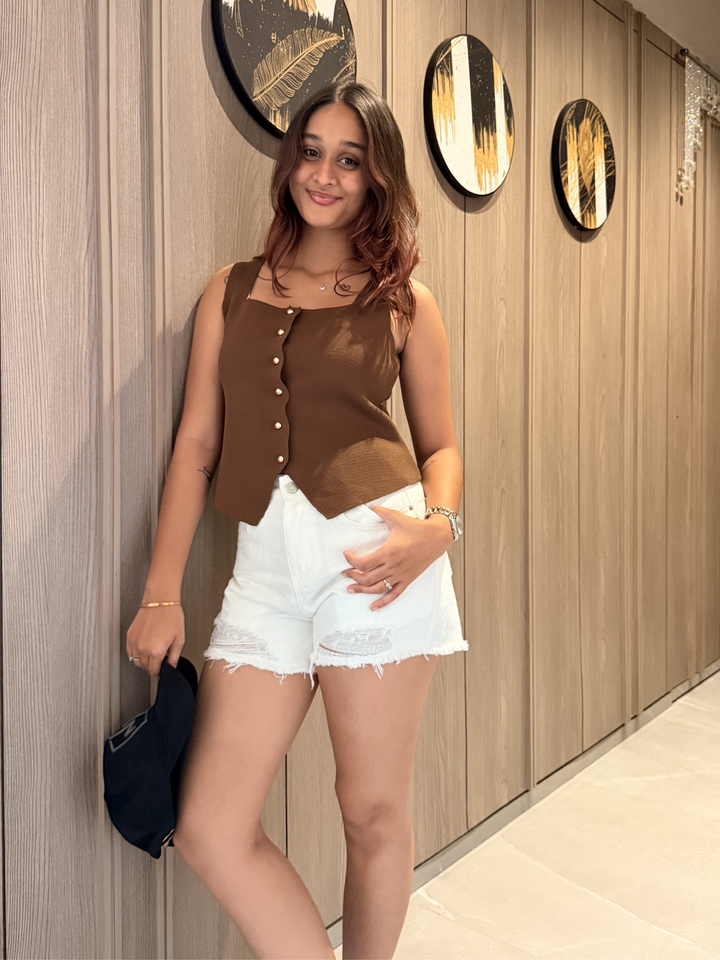 Women Dark Brown Waistcoat