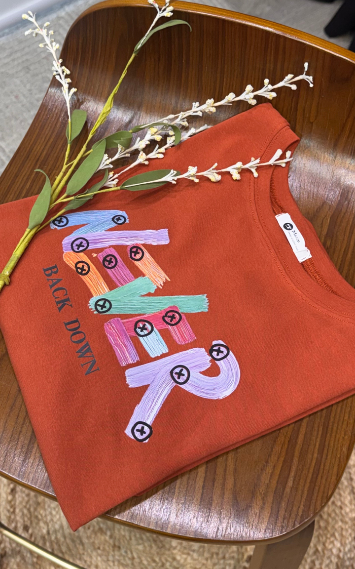 Women’s Typographic Print T-Shirt (NEVER)