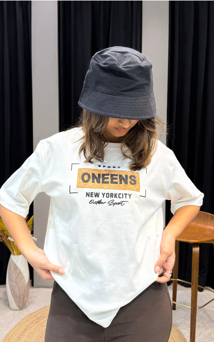 Women’s Typographic Print T-Shirt (ONEENS)