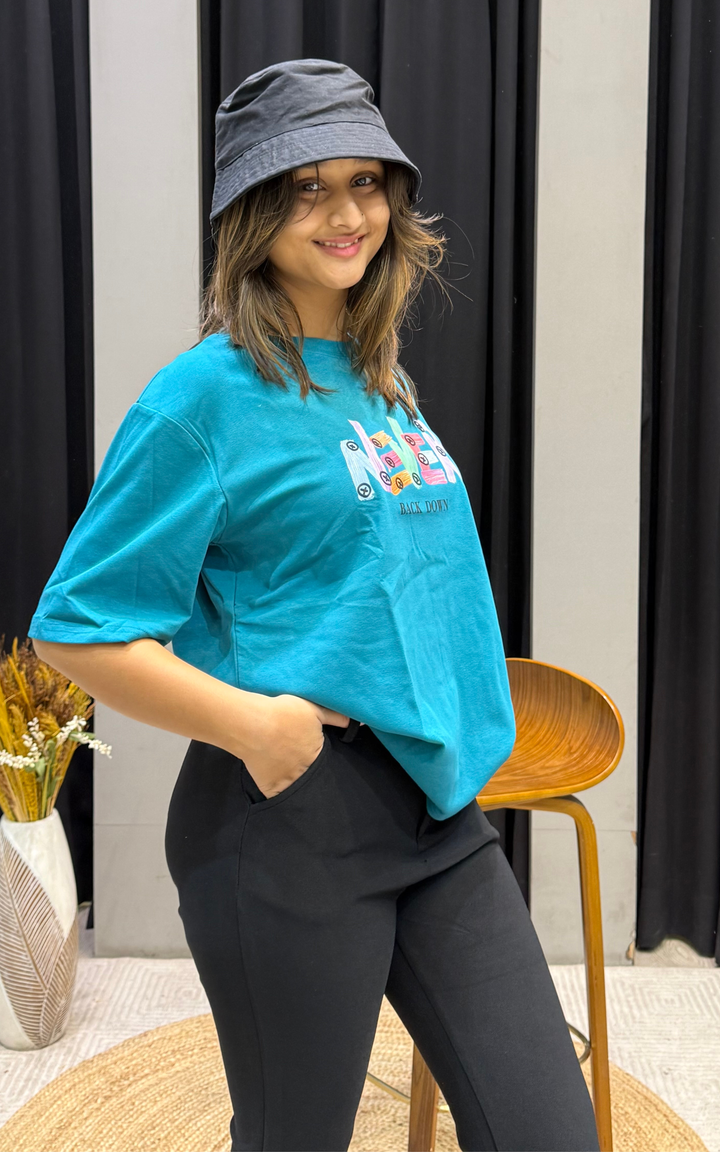 Women’s Typographic Print T-Shirt (NEVER)