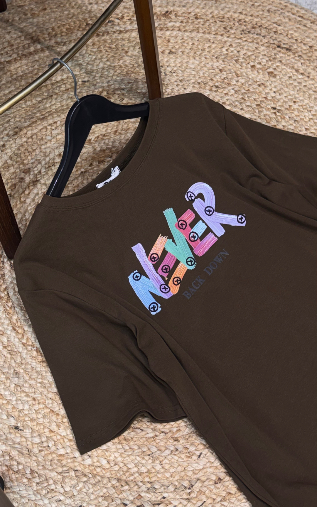 Women’s Typographic Print T-Shirt (NEVER)