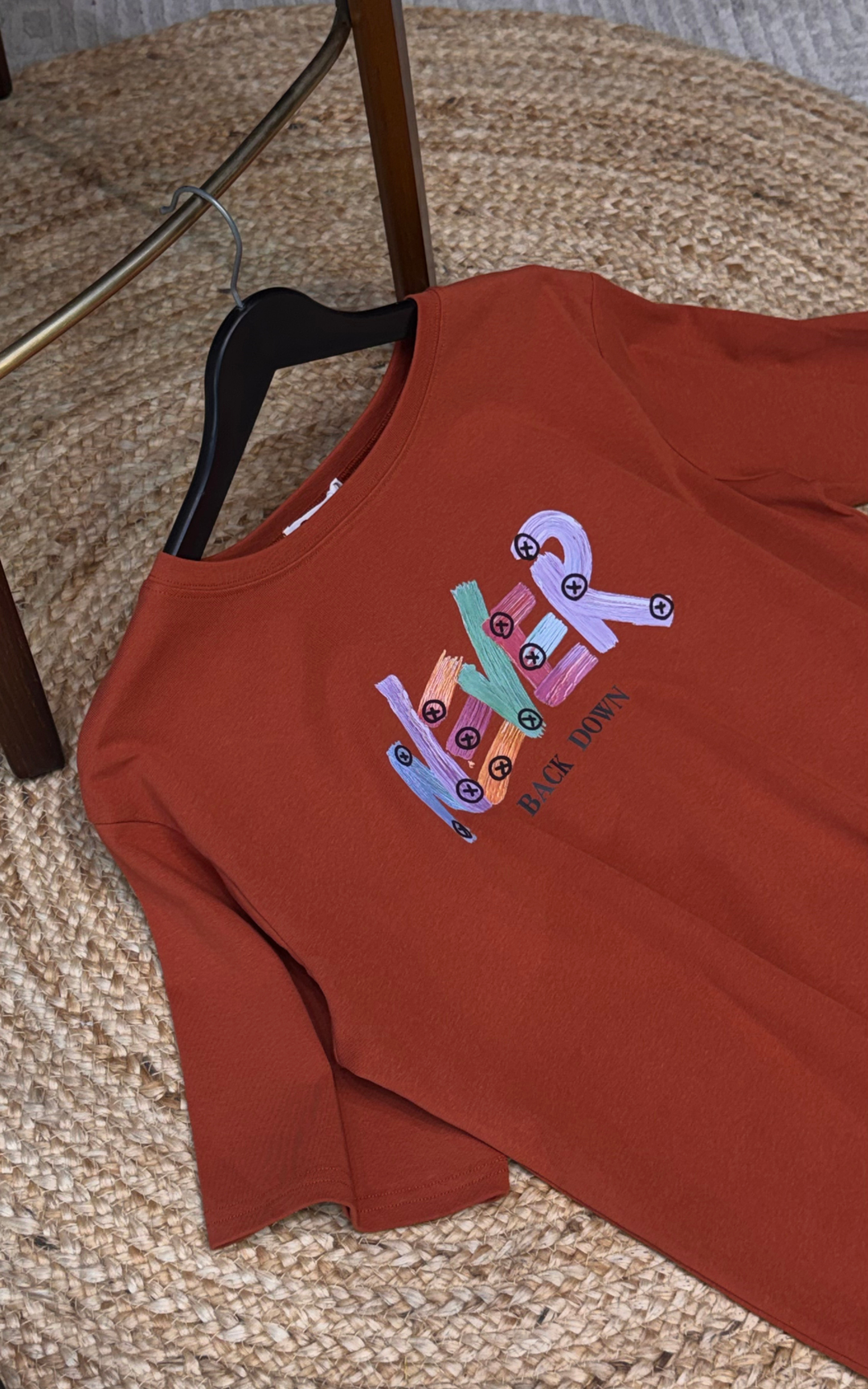 Women’s Typographic Print T-Shirt (NEVER)