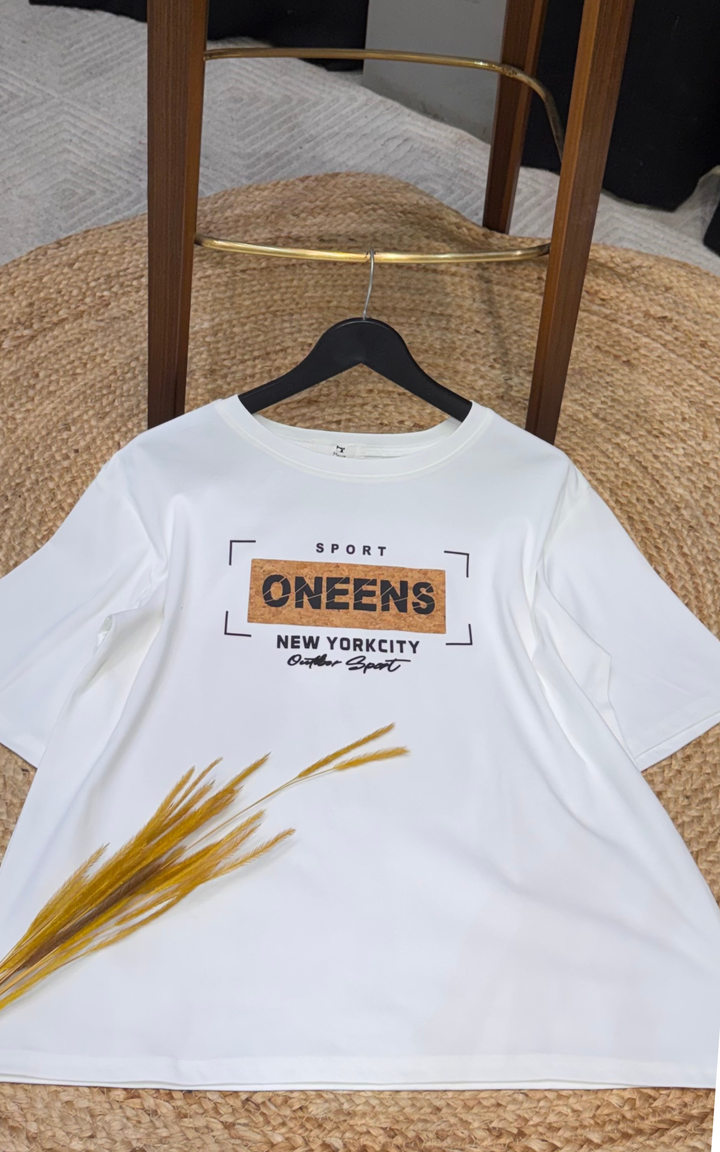 Women’s Typographic Print T-Shirt (ONEENS)