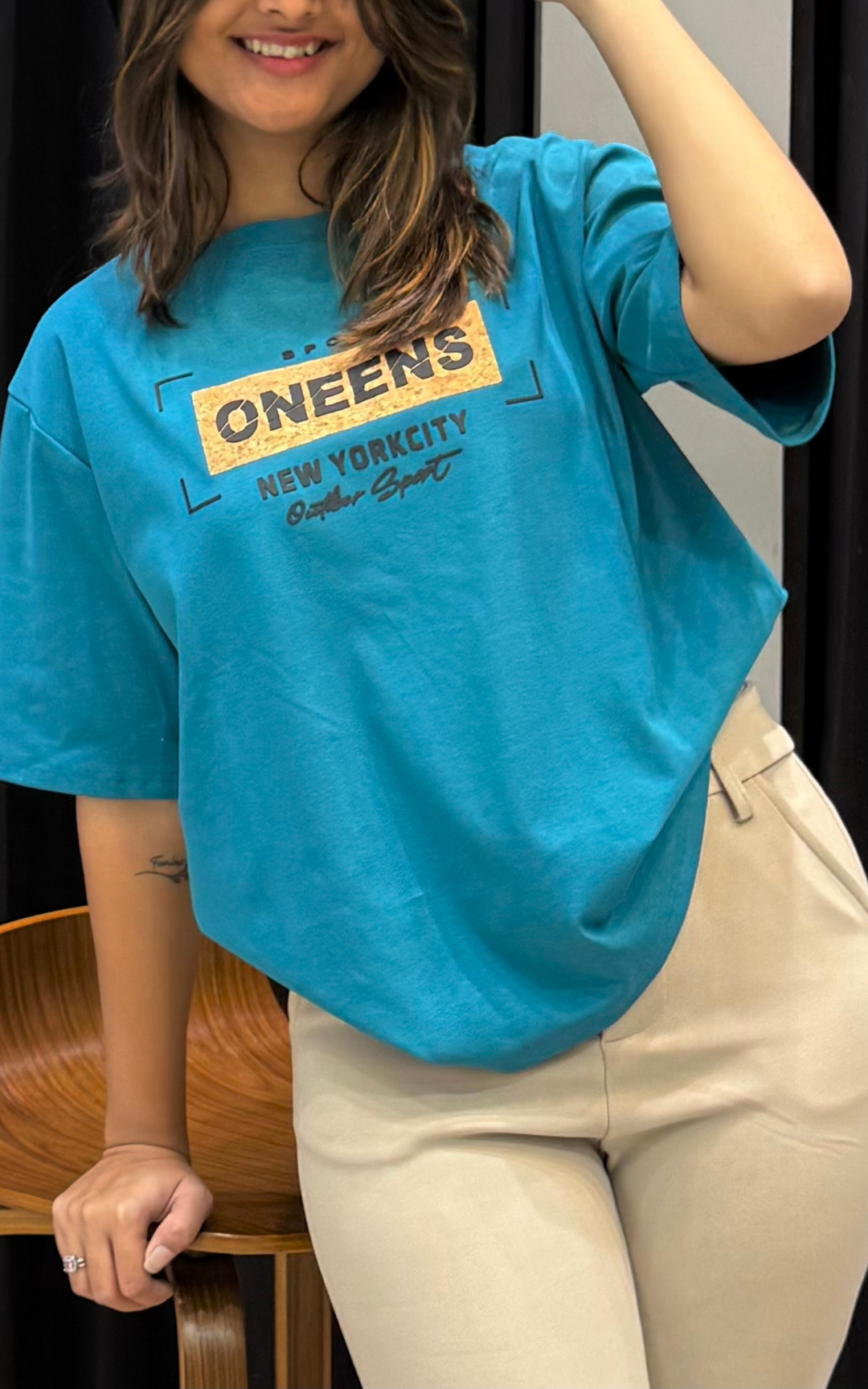 Women’s Typographic Print T-Shirt (ONEENS)