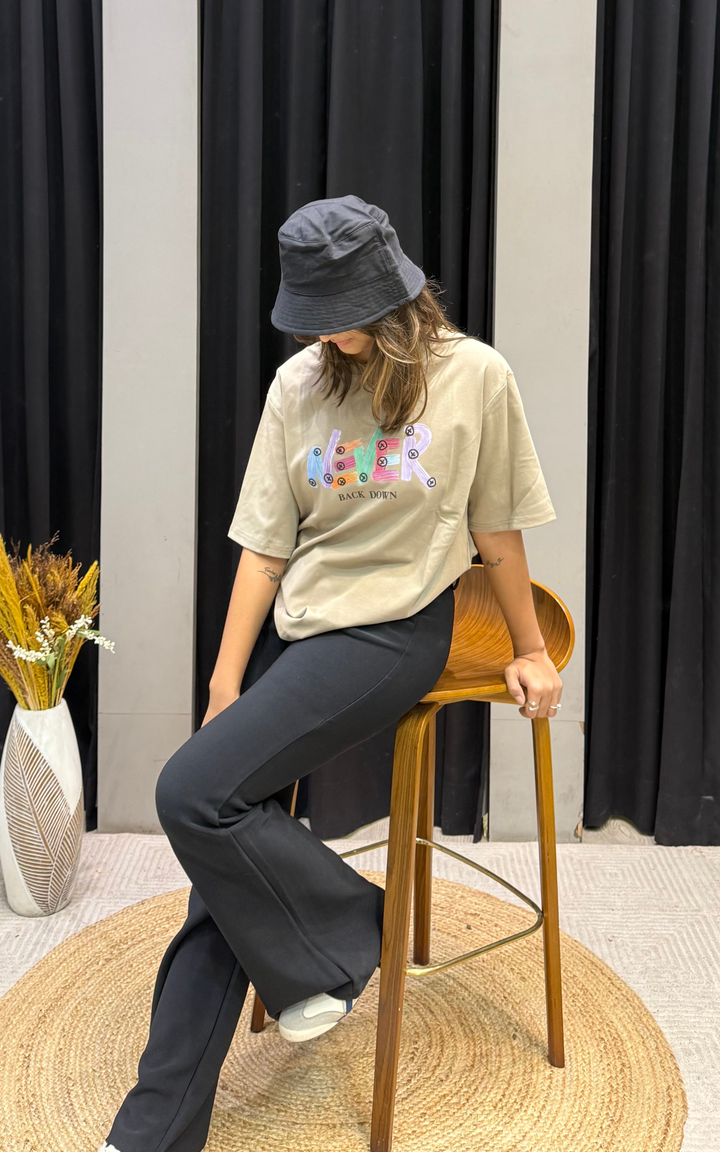 Women’s Typographic Print T-Shirt (NEVER)