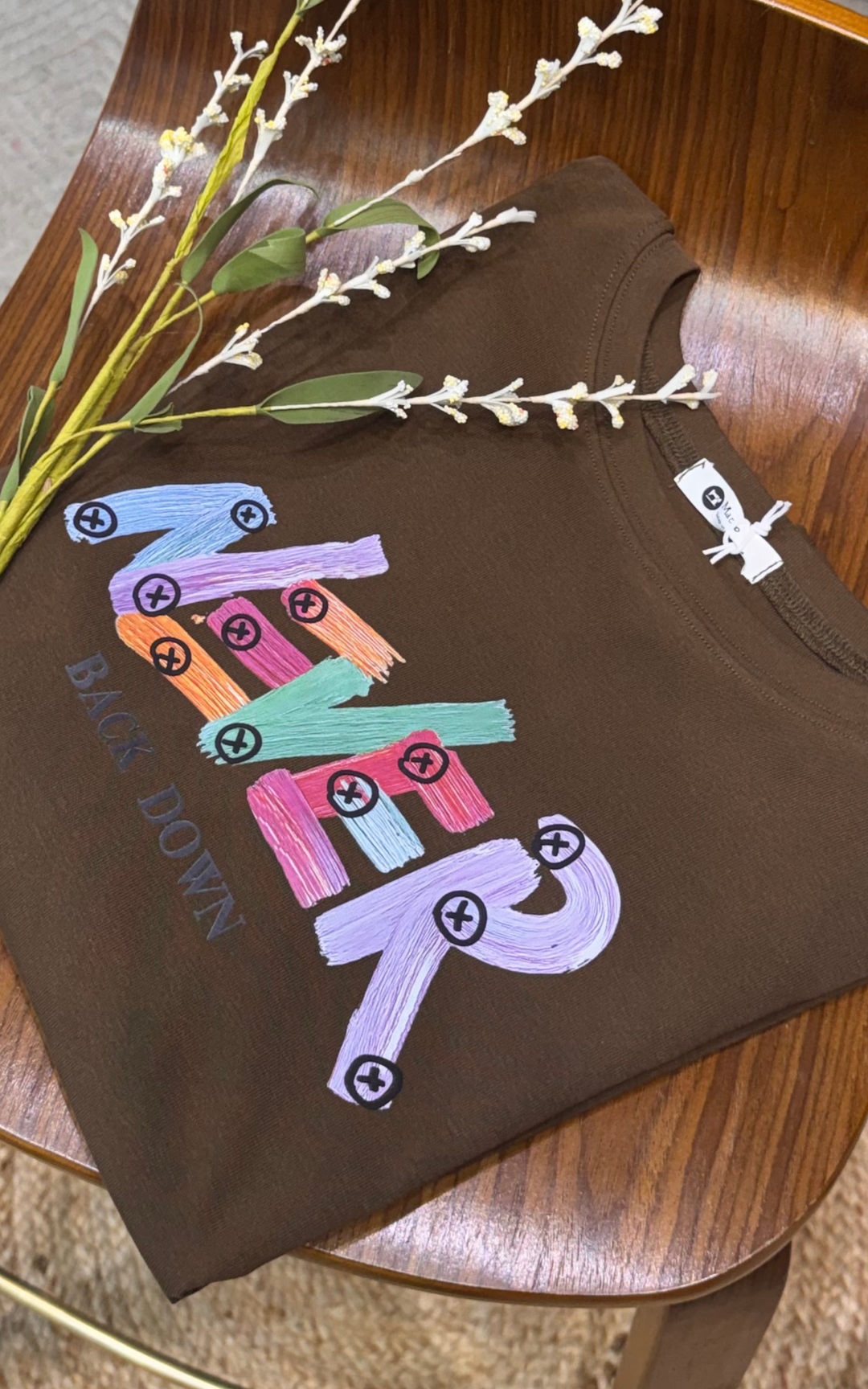 Women’s Typographic Print T-Shirt (NEVER)