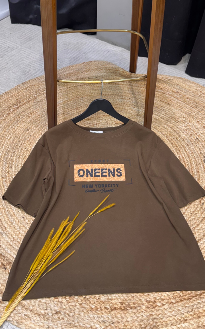 Women’s Typographic Print T-Shirt (ONEENS)