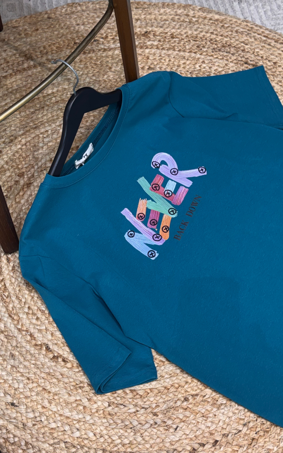 Women’s Typographic Print T-Shirt (NEVER)