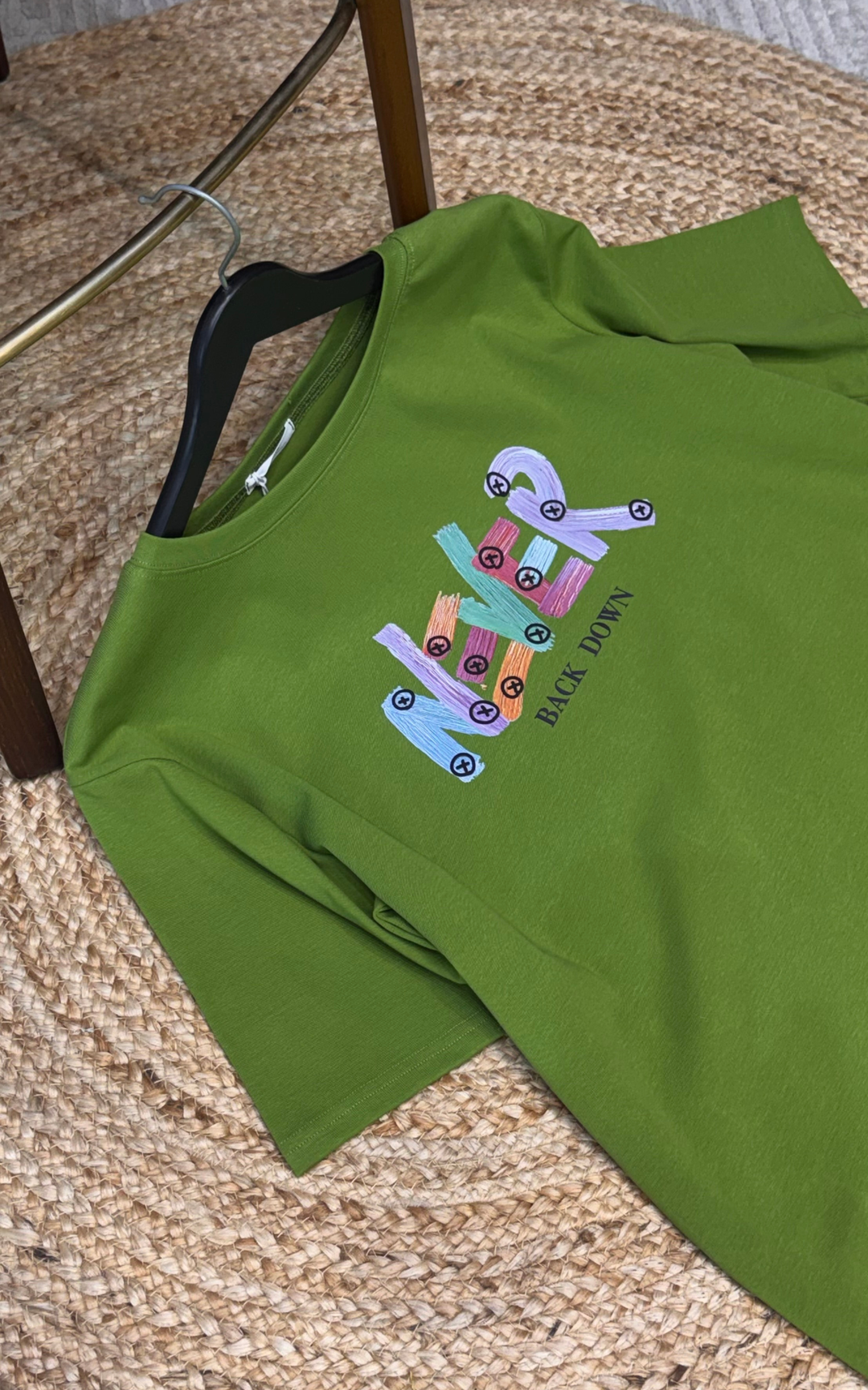 Women’s Typographic Print T-Shirt (NEVER)