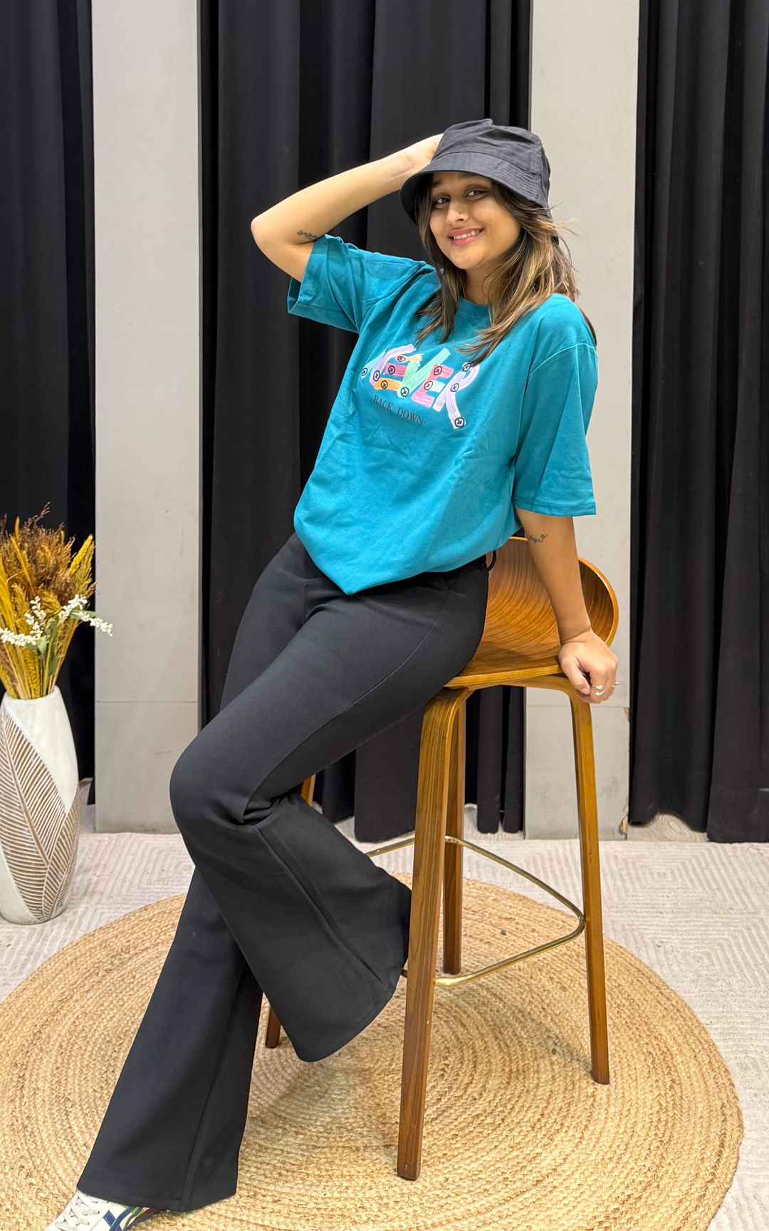 Women’s Typographic Print T-Shirt (NEVER)