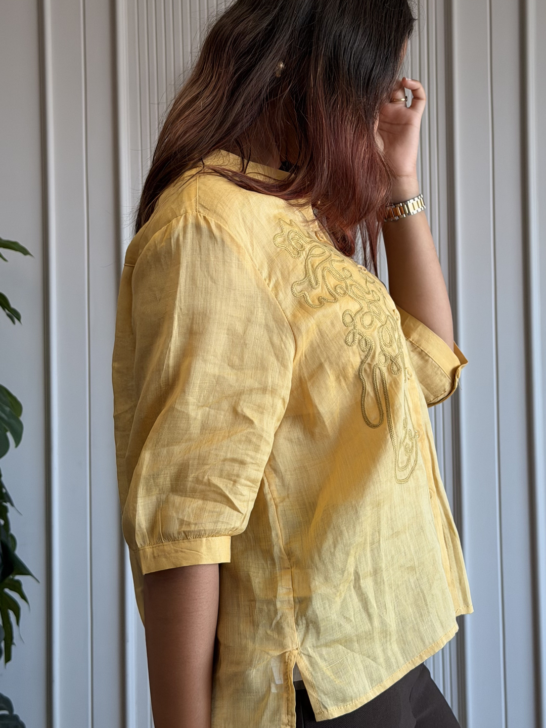 100% Linen Embroidered Shirt