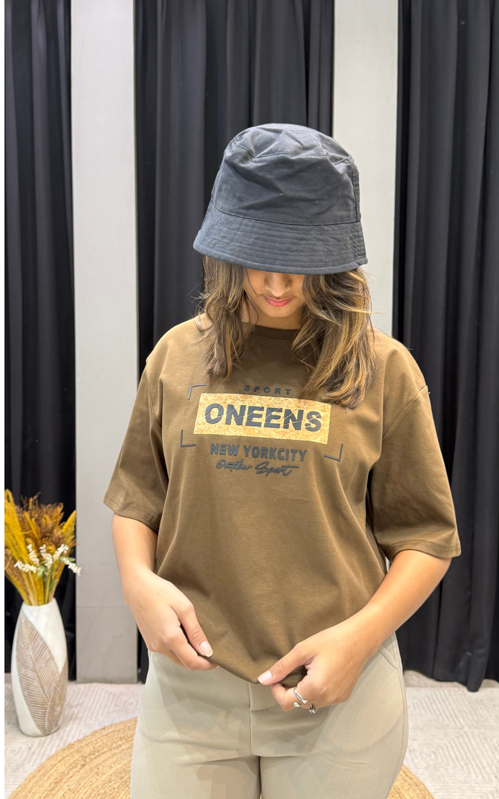 Women’s Typographic Print T-Shirt (ONEENS)