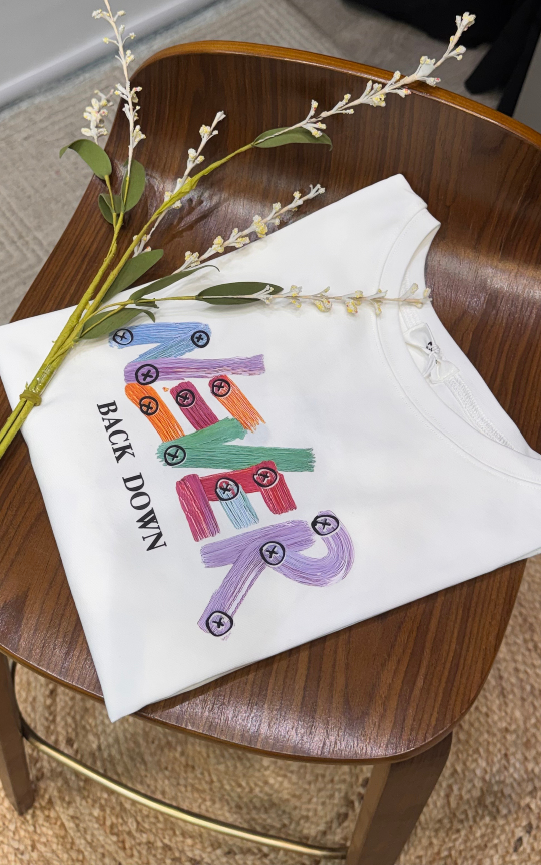 Women’s Typographic Print T-Shirt (NEVER)