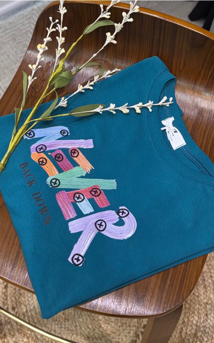 Women’s Typographic Print T-Shirt (NEVER)