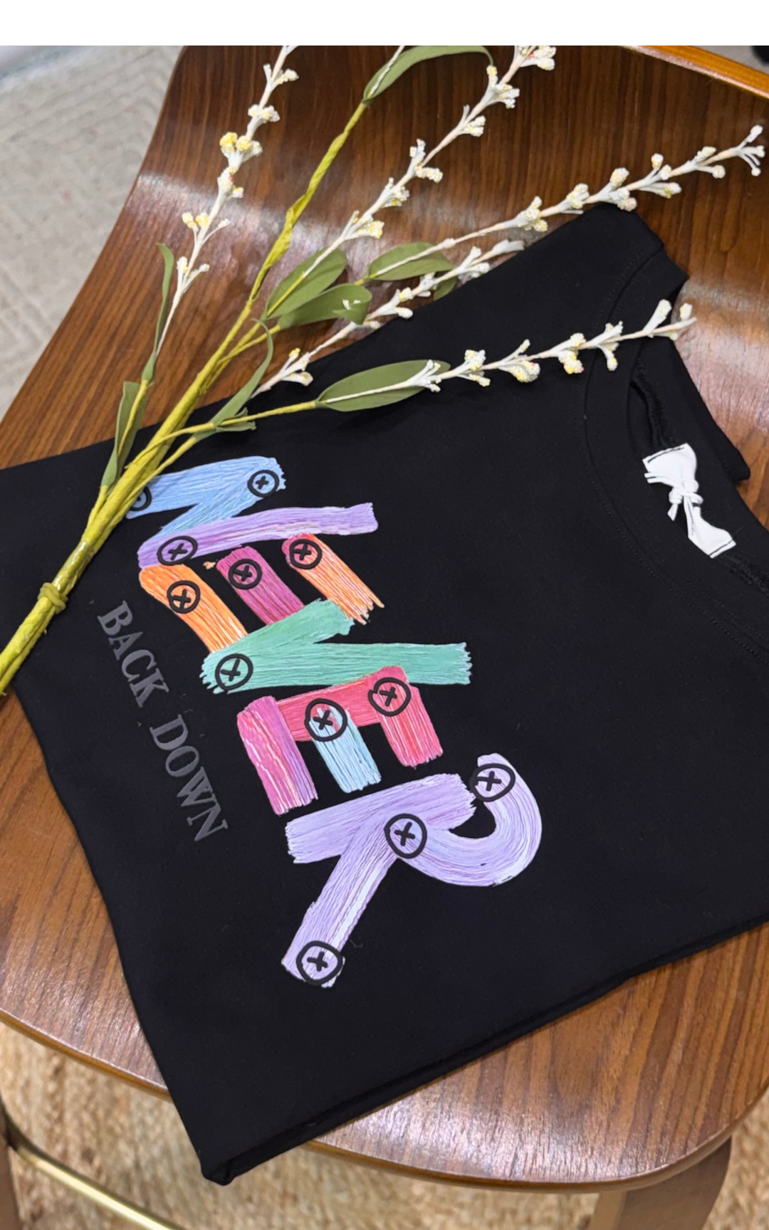 Women’s Typographic Print T-Shirt (NEVER)