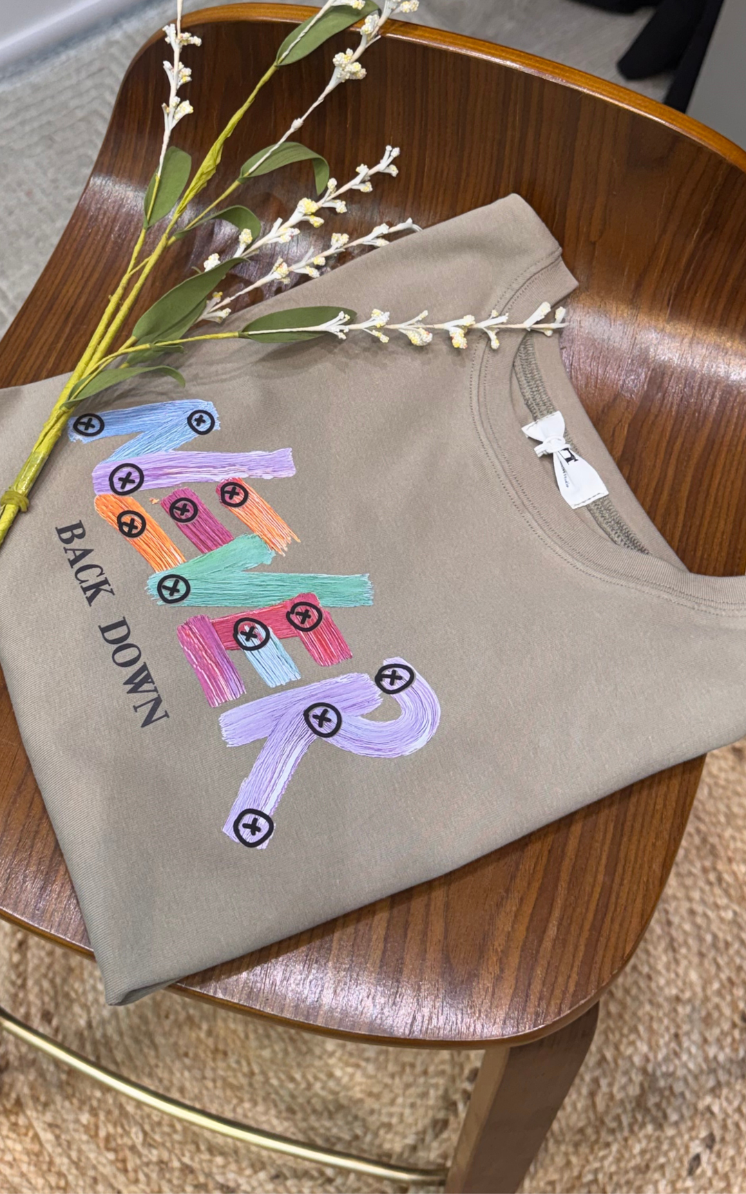 Women’s Typographic Print T-Shirt (NEVER)