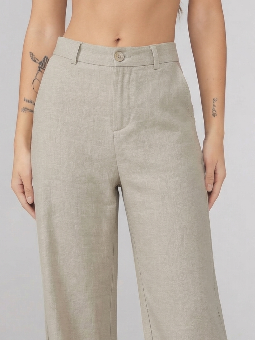 Women’s Light Gray Linen Pant