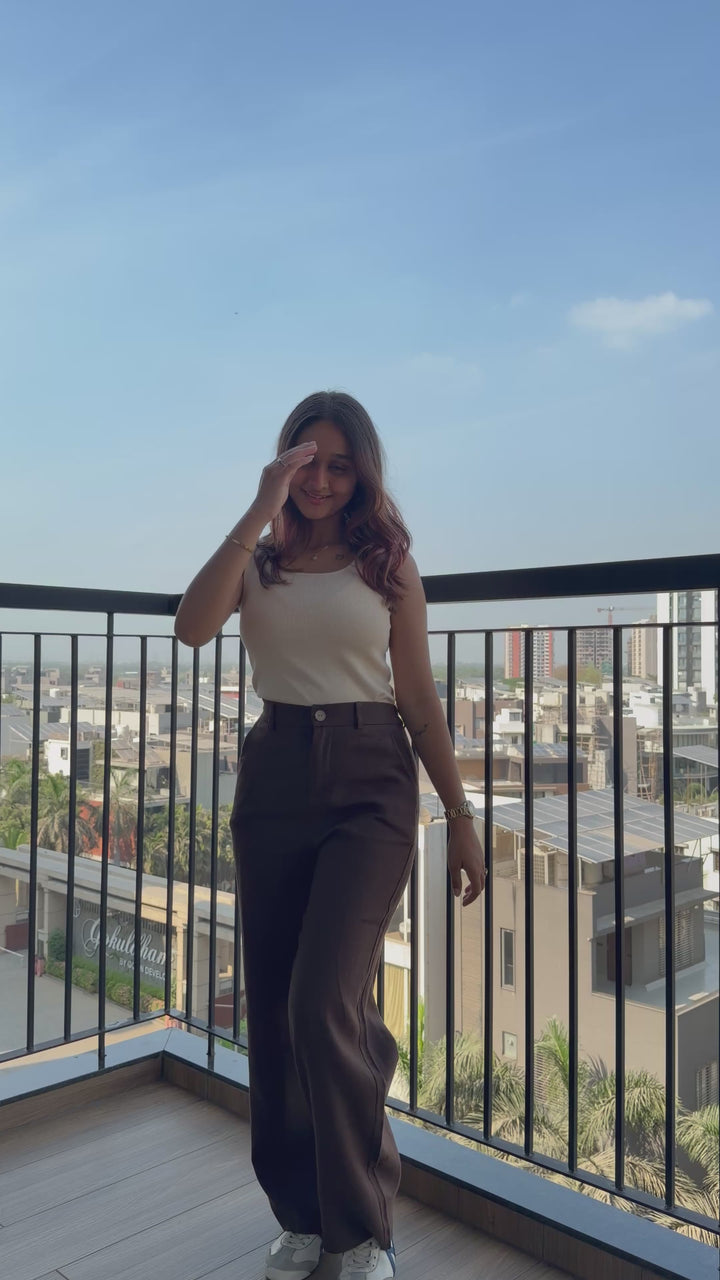 Women’s Dark Brown Linen Pant